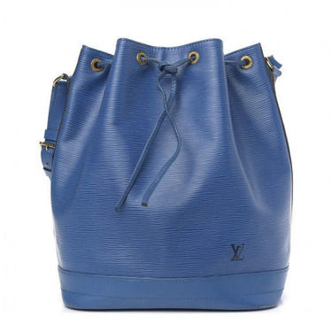 Vintage LOUIS VUITTON LV Monogram Blue Epi Leather Drawstring Bucket Bag Tote - Large size! 