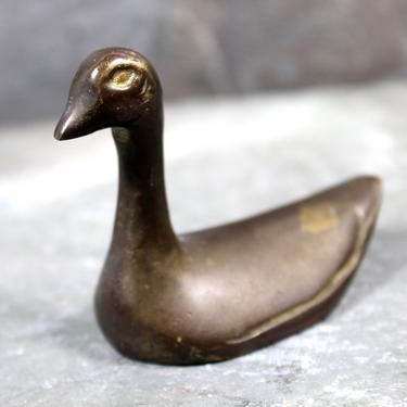 Regal Brass Duck Figurine  - Vintage Brass Duck - Long Neck, Gorgeous Patina - Solid Brass Duck - Vintage Duck | FREE SHIPPING 