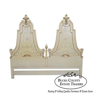 Karges Vintage Hand Paint Decorated King Size Headboard 