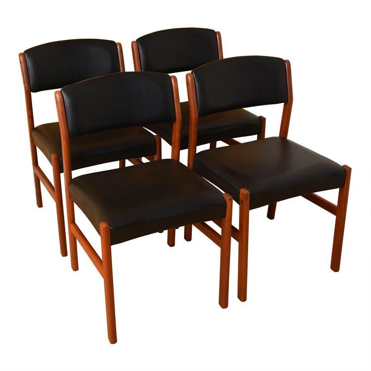 Set of 4 Danish Modern Black + Teak Dining Chairs