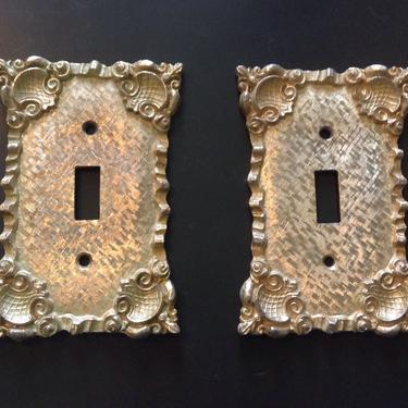 Vintage Gilt Gold Metal Ornate Switch Plate Cover by TheCommunityForklift