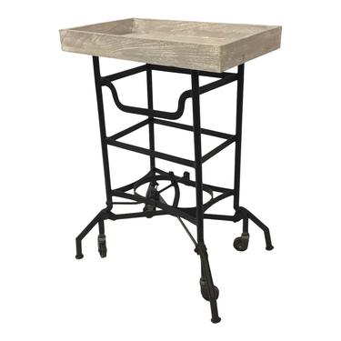 Industrial Modern Gray Wood and Black Metal Accent Table