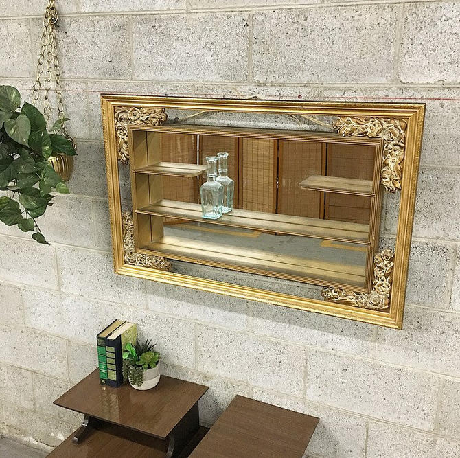 Local Pickup Only Vintage Mirrored, Mirrored Shadow Box Wall Shelf