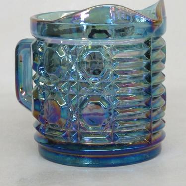 Blue Iridescent Carnival Glass Creamer Windsor Pattern 2431B