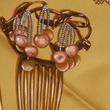 Lalique Art Nouveau Hair Combs Silk Scarf, Vintage Designer Silk Scarf, Silk Foulard, 