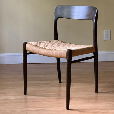 One Niels Moller model # 75 dining chair in stained oak and Danish Paper Cord, desk chair, bedroom chair 