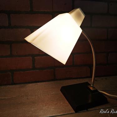 Vintage White and Black Plastic Gooseneck  Lamp 