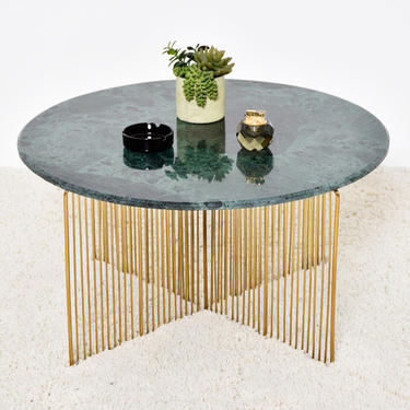 Green Onyx and Brass Coffee Table
