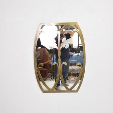 Artful Venetian Mirror with Flower Design in Sculptural Bronze ITALY 1970s 