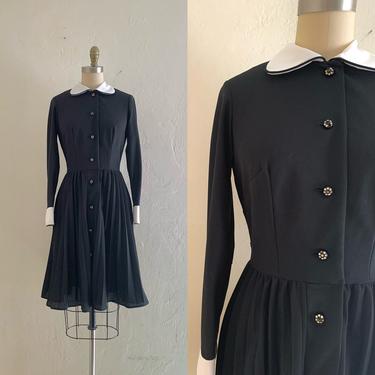 vintage 60's black wednesday adams dress 