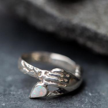 Sterling Silver Opal Teardrop Ring