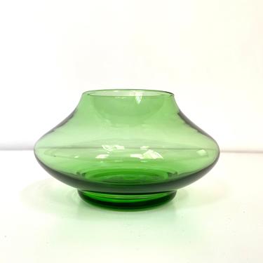 Mid Century Empoli Verde Glass Vase | MCM Collectible Art Glass | Modernist Emerald Green Glass Vase 