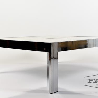 Chrome Coffee Table with Marble Inserts