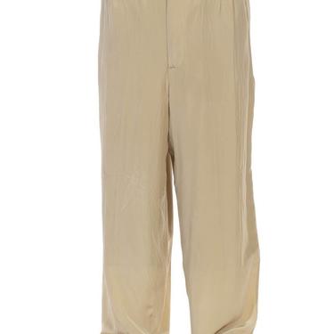 1980S Ecru Silk Crepe De Chine Pleated  Elastic Men's Pants 