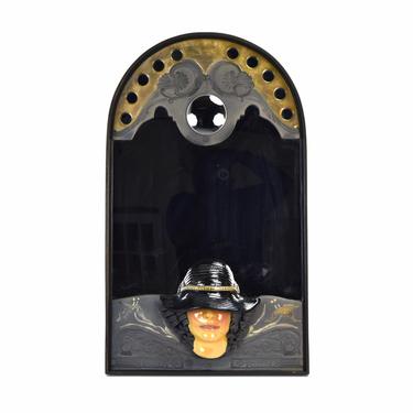 Vintage Marc Sijan Art Pottery Sculpture Wall Mirror Bust of Woman in Hat 