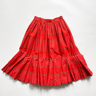 1950s Greta Plattry Tomato Red Full Skirt 