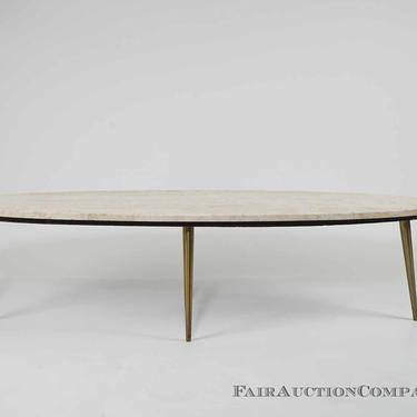 Stone Top with Brass Base Coffee Table.