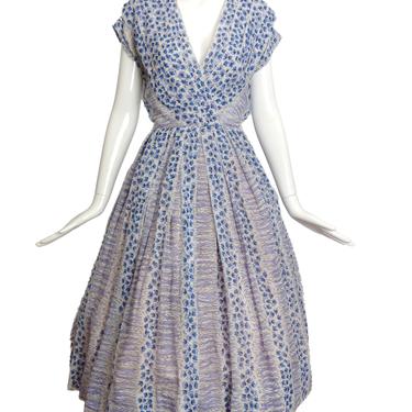1950s Printed Nylon Batiste Dress, Size-8