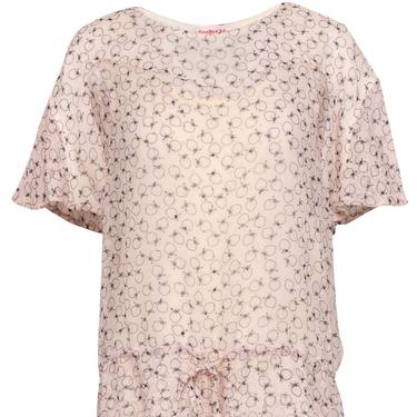 See by Chloe - Pale Pink Strawberry Printed Short Sleeved Blouse Sz 6