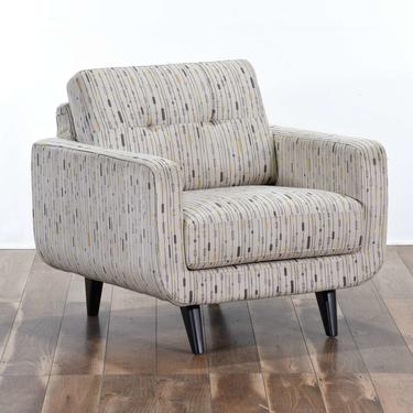 Mid Century Modern Armchair W Retro Pattern Upholstery