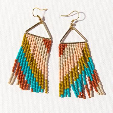 Rust, Turquoise, and Pink Diagonal Earrings