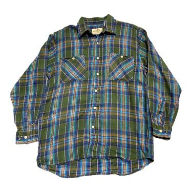 (L) Ken Green Plaid Flannel Shirt 091621 LM