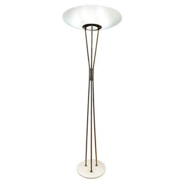 Rare Stilnovo Floor Lamp with Textured Glass. Marked