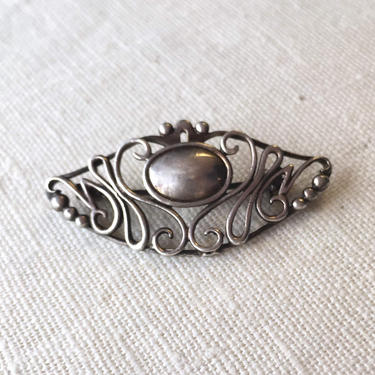 Antique Edwardian Stylized Art Nouveau Sterling Silver Butterfly Brooch 