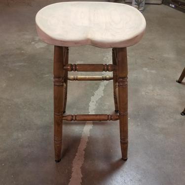Solid Wood Stool with Handworked Seat
