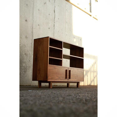 Guthrie Media Console, Solid Wood Modern TV Console, Modern TV Stand, Wood Accent Shelf Storage (Shown in Walnut) 