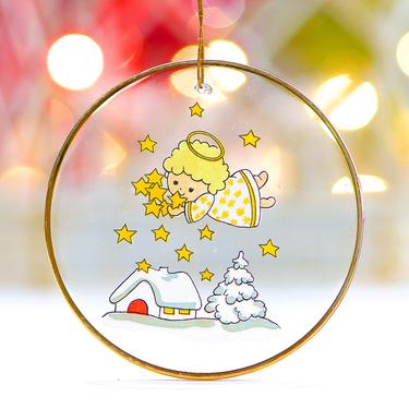 VINTAGE: Gold Trim Glass Ornaments - Angel - Christmas - Holiday - Gift Tag - SKU 15-C1-00016503 