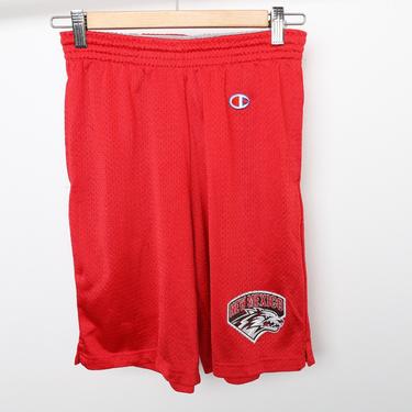 vintage CHAMPION brand New Mexico LOBOS red and white drawstring shorts -- size small 