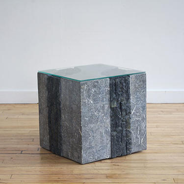 Maitland Smith Brutalist Tessellated Stone Side Table