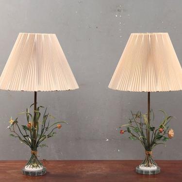 Lovely Bouquet Metal &amp; Marble Table Lamp