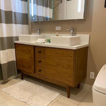 FREE SHIPPING ~ 54" Hand Built Mid Century Style Bathroom Vanity Cabinet in Walnut - Free Shipping! 