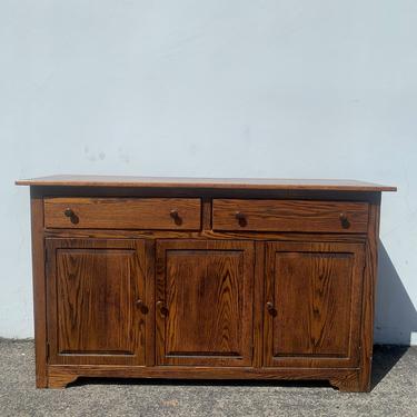 Antique Oak Cabinet Sideboard Buffet Wood Console Table Storage Traditional Mission Arts and Crafts Style Tv Media CUSTOM PAINT AVAIL 