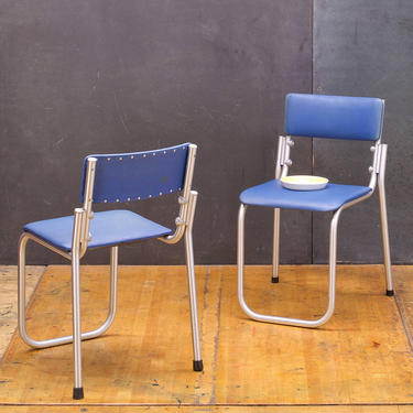 1950s Art Deco Aluminum Chairs Stacking Dining Mid-Century Vintage Mdoern 