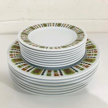 Vintage TexasWare Atomic Plates Melmac Set of 15 Texas Ware Melamine Brown Tan Plastics Salad Dessert Side Dinner Plate J-3 J-4 60s 1960s 