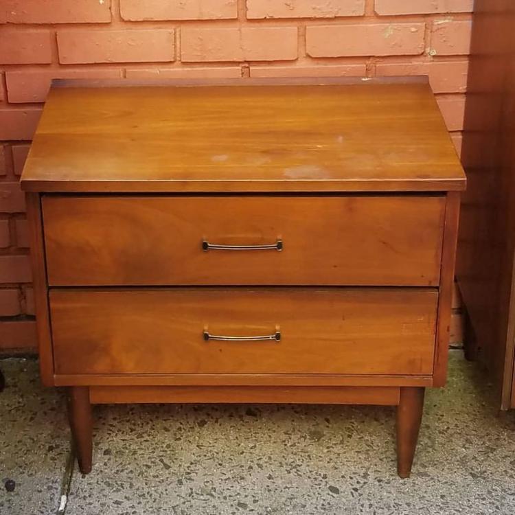 SOLD. MCM Two Drawer Stand, $89.