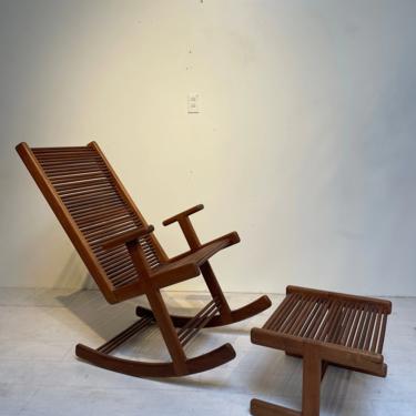 Stephen Hynson Oak Dowel Rocking Chair &amp; Ottoman 