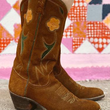 Brown Suede Ralph Lauren Cowgirl Boots