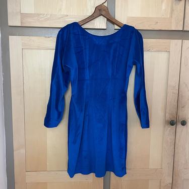 Bright Blue 80s Party Dress 1980s Clothing 