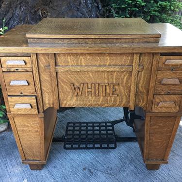 SOLD! 1913 Antique Treadle Sewining Machine Made By White Furniture Co by CalVintageDesigns