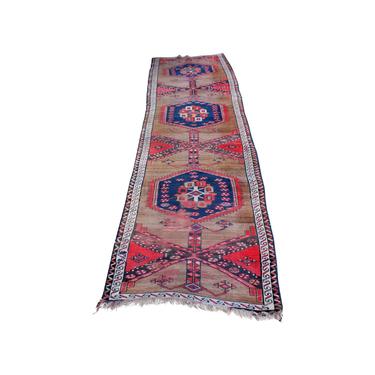 Vintage Turkish Handknotted Anatolian Tribal Runner-3'4x11'2&amp;quot; 