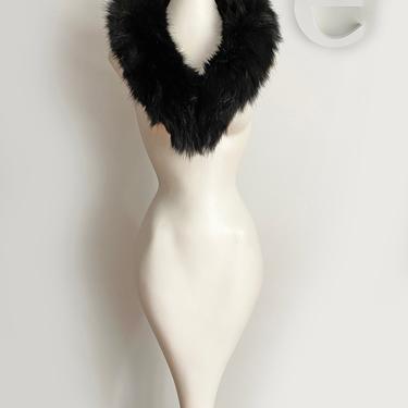 Black Fox Fur Collar • Faux Fur • Vegan Fur • Coat Jacket Cardigan Sweater Hood Hoodie Trim • Extra Long • Button On 