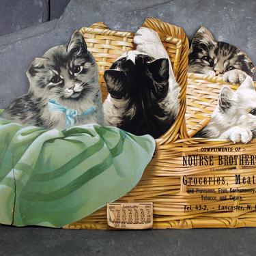 Lancaster, New Hampshire - 1911 Unique, Die-Cut Promotional Calendar - Antique Kitten Calendar - Antique Ephemera 