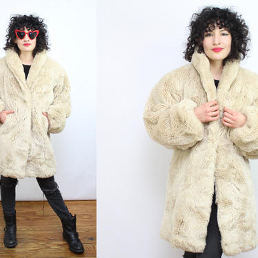 Vintage 80's FAUX FUR Teddy Bear Jacket / 1980's GLAM Fluffy Jordache Coat / Women's Size Medium - Large by Ru