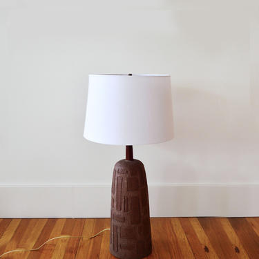 Vintage Studio Craft Pottery Table Lamp - David Cressey Style | Handcrafted Etched Ceramic Lighting | Mid Century Modern 