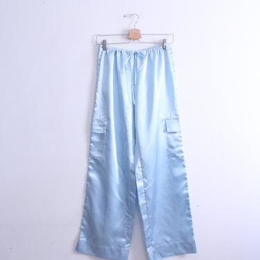 Icy Blue 90s Cargo Satin Pants 