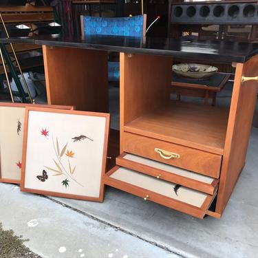Super Cute Mid Century Modern Rolling Bar Server Cart With Trays 